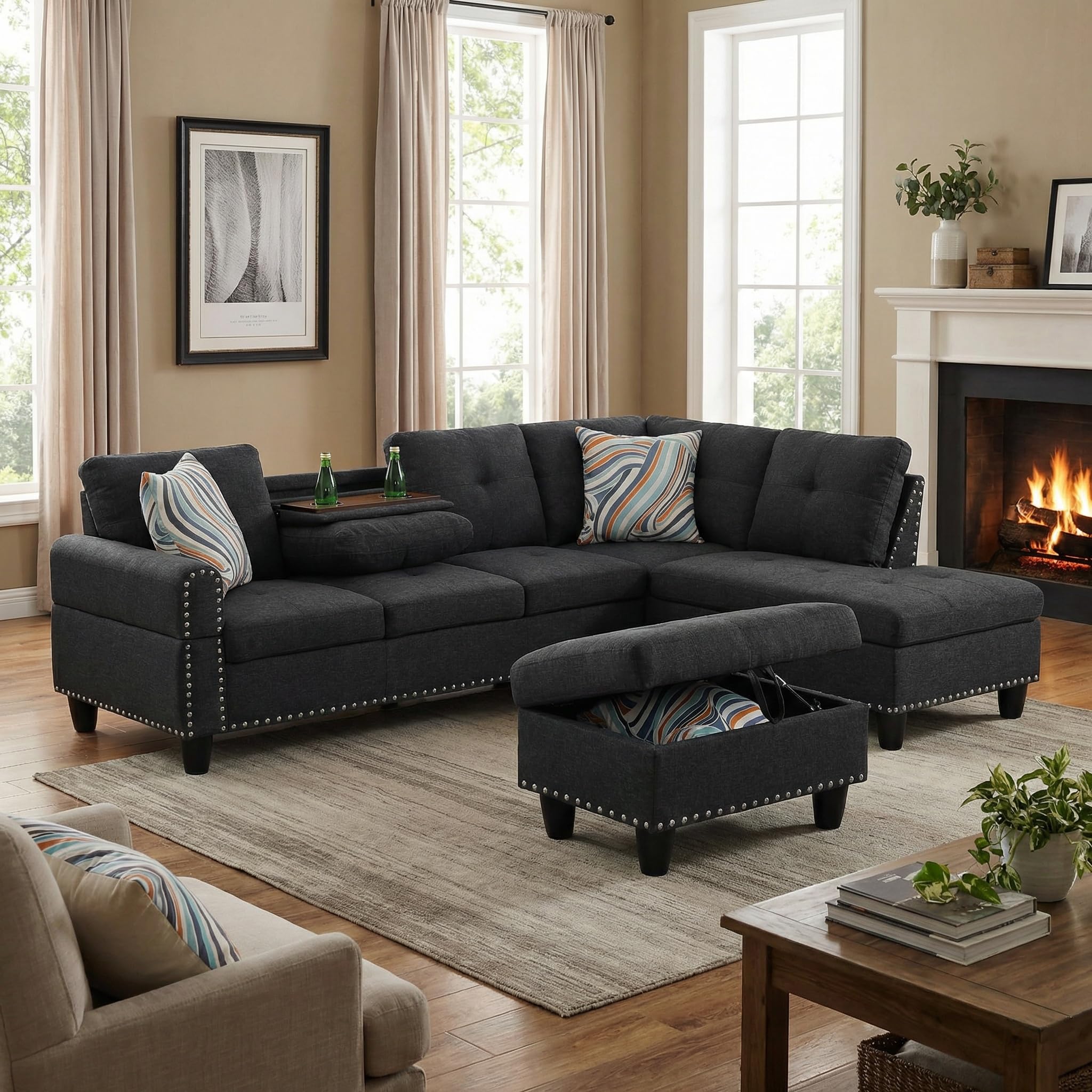 Amazon｜Topcomfort 98インチ L字型ソファセット リビングルーム用